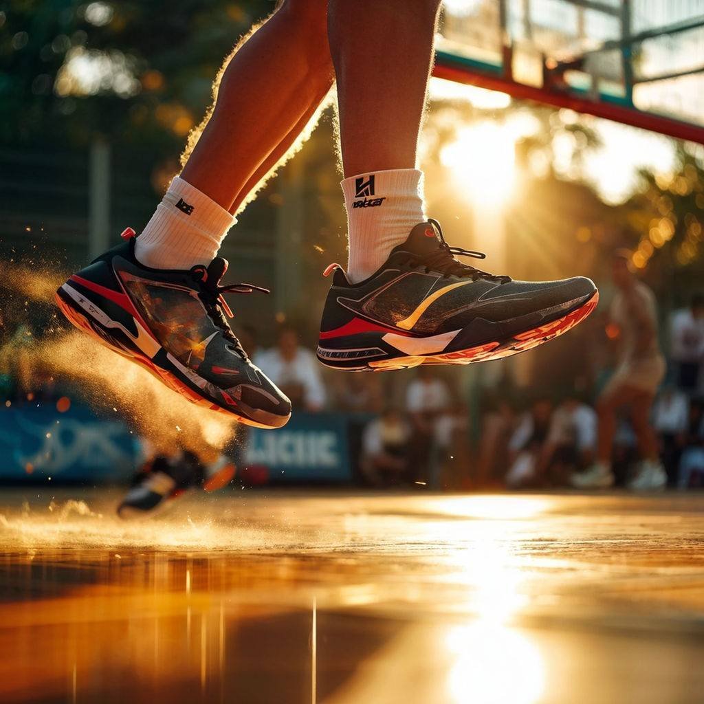 Man jumping on a volleyball court with a volleyball, wearing top-class best grip volleyball shoes