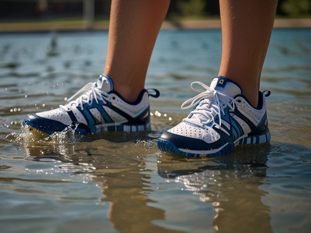 Man in water wearing quick-drying shoes